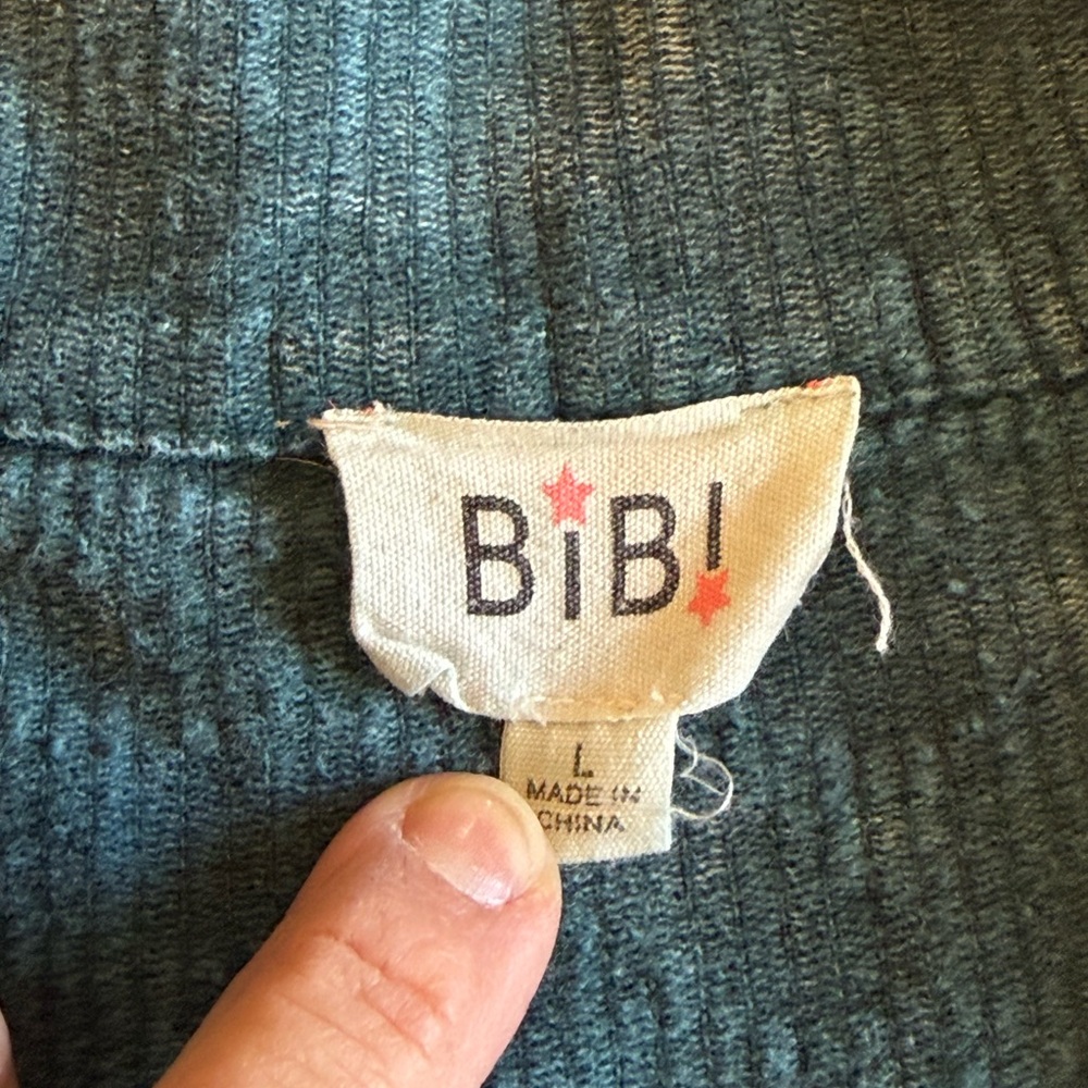 Vintage Bibi Washed Leopard Corduroy Button up Jacket Womens L Raw Hem Boho Blue - Picture 7 of 11